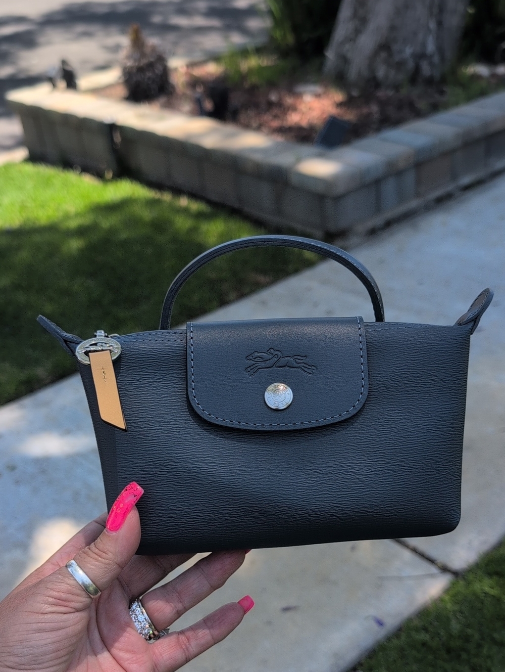New Never Used Longchamp Dark Blue Mini Top-Handle Bag